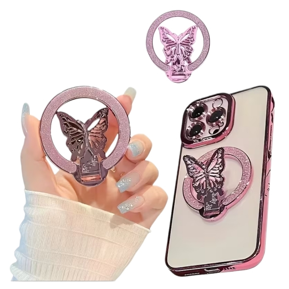 Glitter Butterfly Foldable Cellphone Magnetic Ring Holder‎ Phone Grip Kickstand